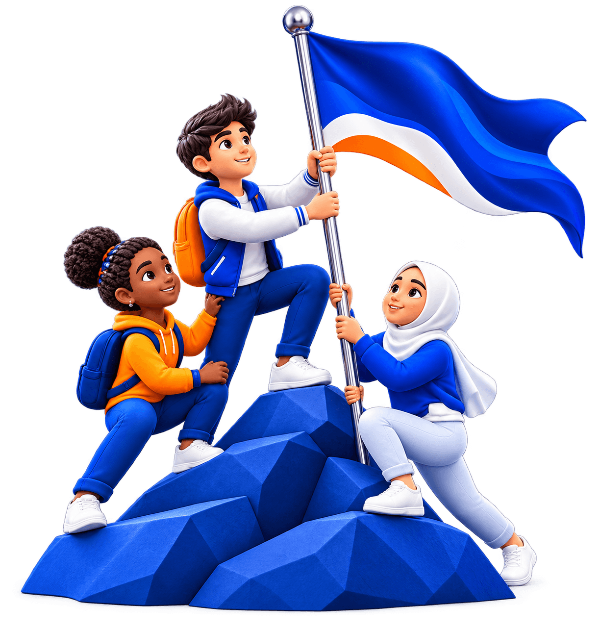 Jeunes leaders portant un drapeau