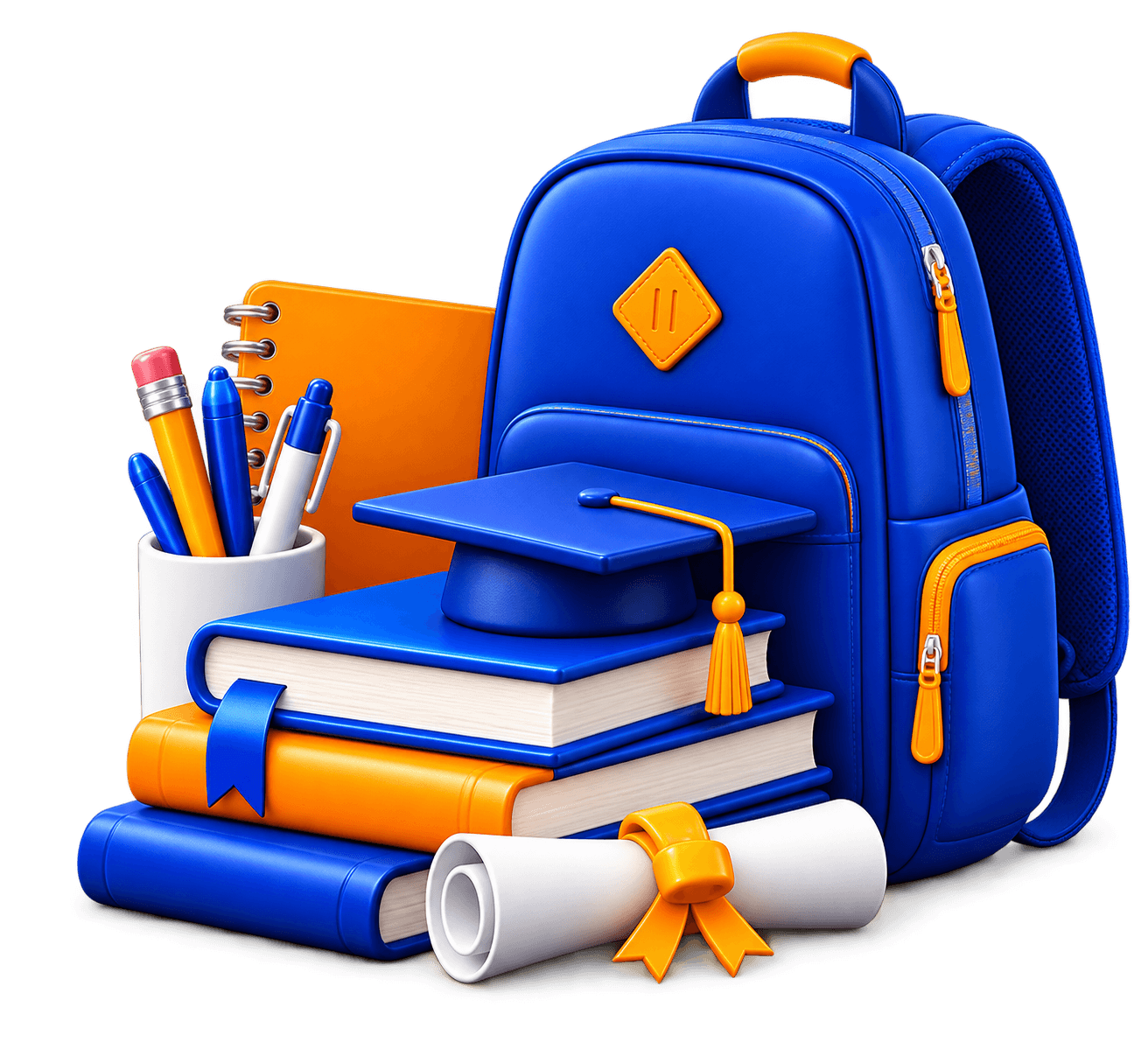 Sac et fournitures scolaires 3D